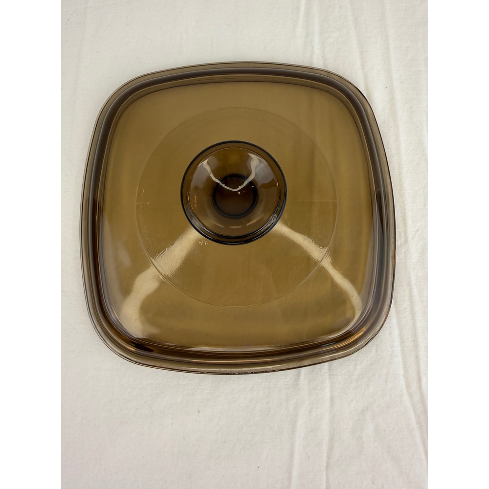 Pyrex Fireside Brown Tinted Glass‎ Square Lid Replacement A7C Vintage Bakeware